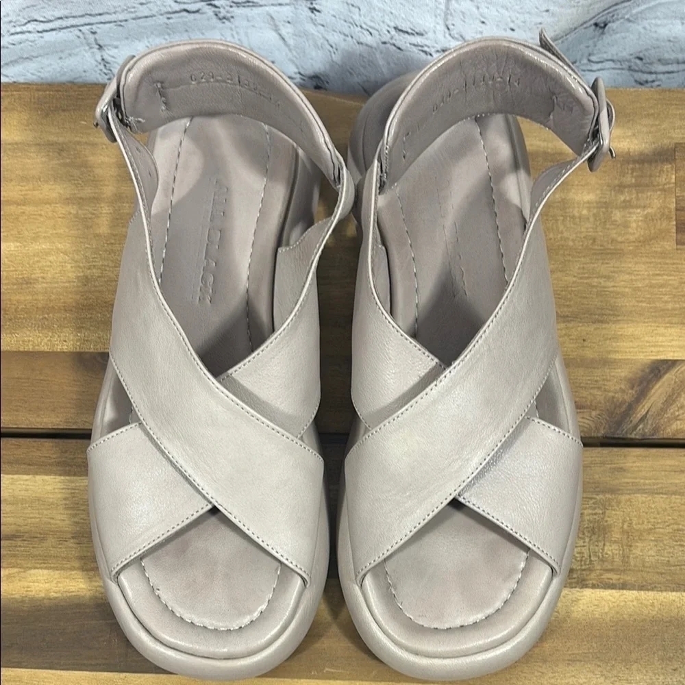 All Black Brand Taupe Sandals with Cushioned Sole and Crisscross Straps - Picture 11 of 14